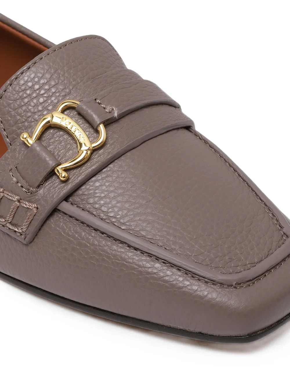 Pollini Uptown horsebit grained leather loafers Grijs