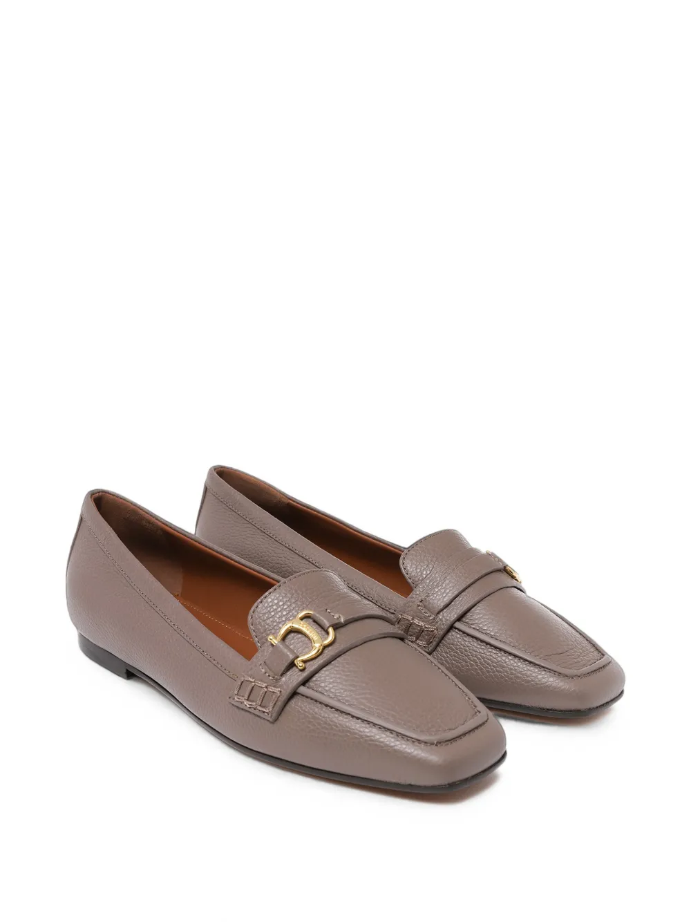 Pollini Uptown horsebit grained leather loafers Grijs