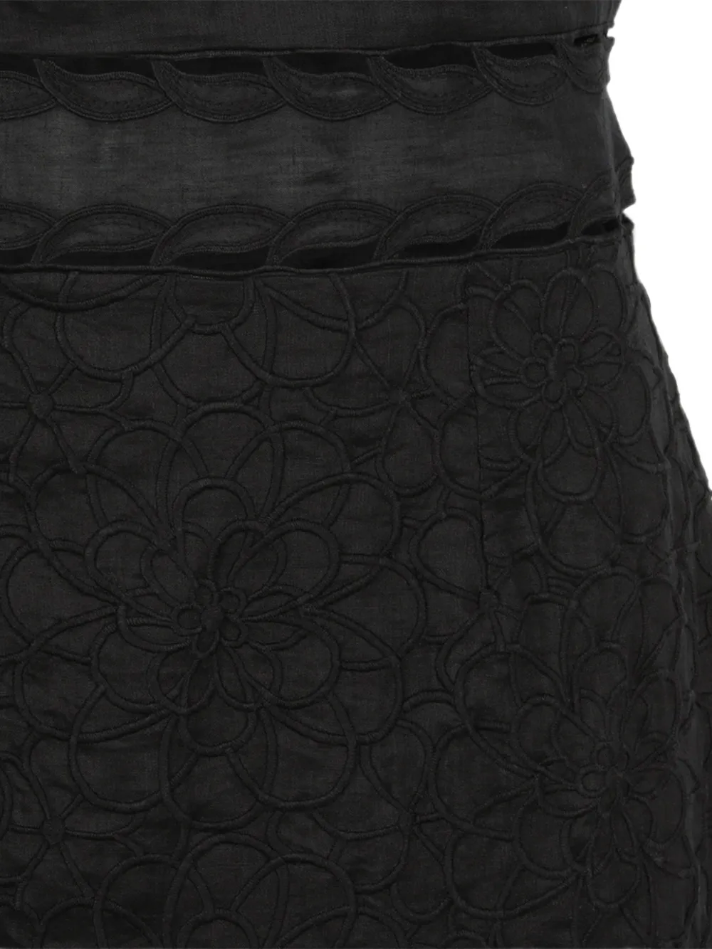 ISABEL MARANT Reola floral-embroidered cut-out mini dress Zwart