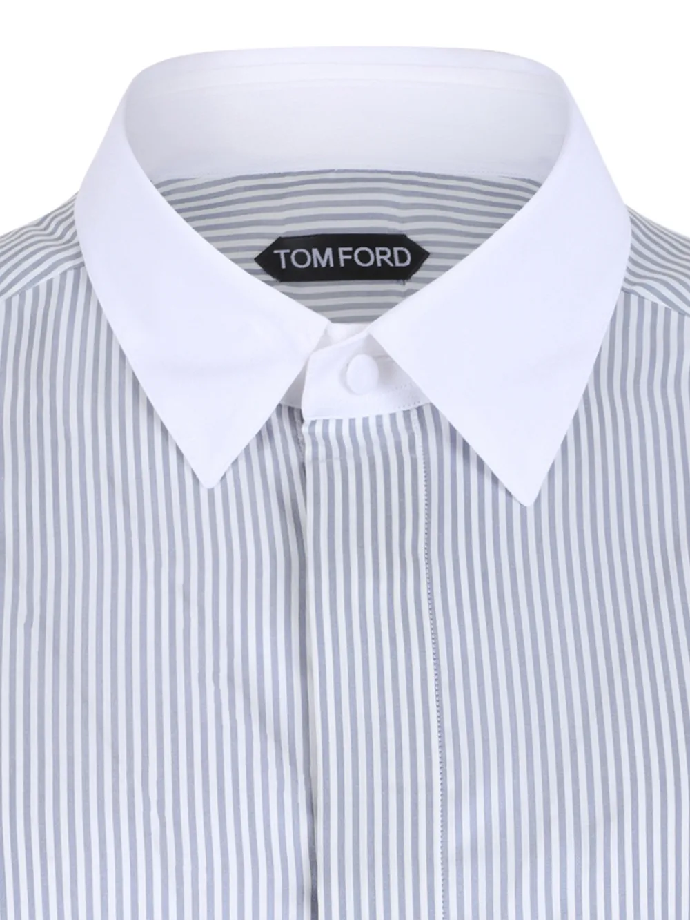 TOM FORD striped contrast-collar shirt Wit