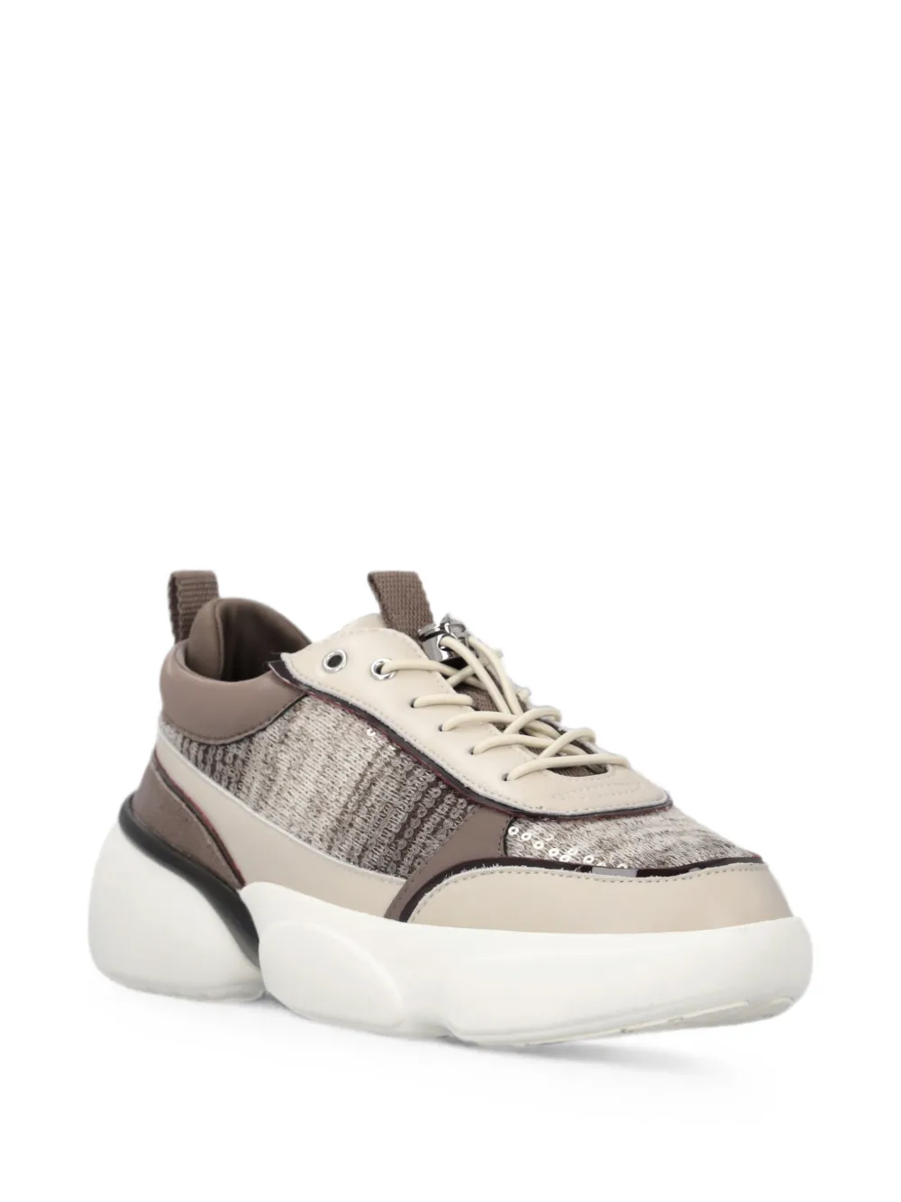 PINKO sequin-embellished panelled sneakers Beige