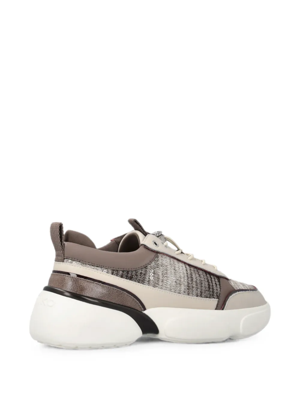 PINKO sequin-embellished panelled sneakers Beige