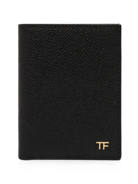 TOM FORD tarjetero pequeño plegable de cuero granulado