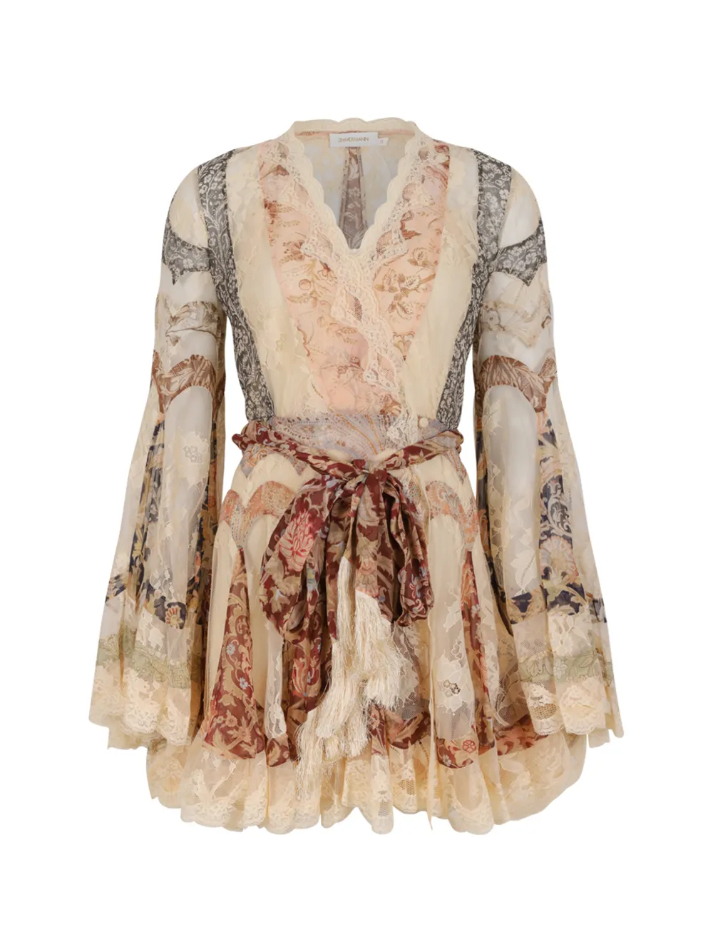 ZIMMERMANN Valiant Panelled Wrap Mini dress - Marrone