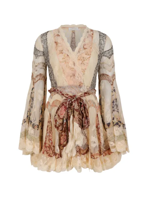 ZIMMERMANN set de vestido con estampado floral y ribete de encaje