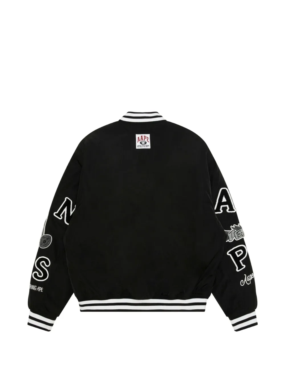 AAPE BY *A BATHING APE Moonface bomberjack met geborduurde patch Zwart