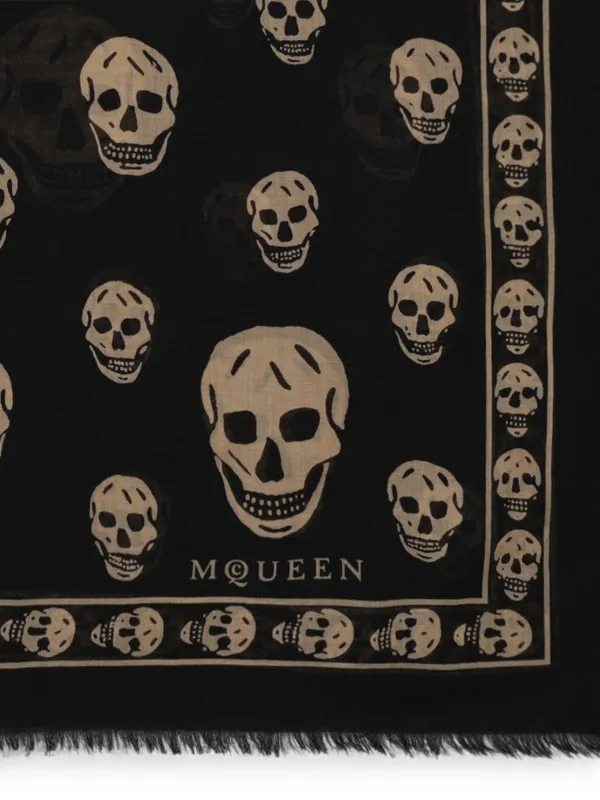 Alexander McQueen Echarpe Skull Clássica Em preto/marrom Claro