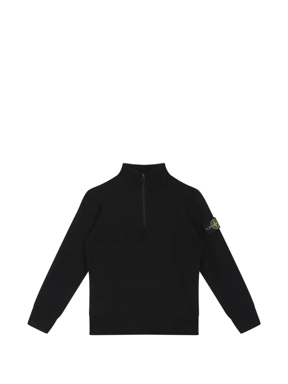 Stone Island Junior logo-patch quarter-zip sweater - Nero