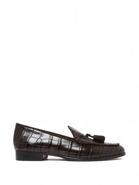 Pollini Outline Belgian crocodile-effect tassel loafers