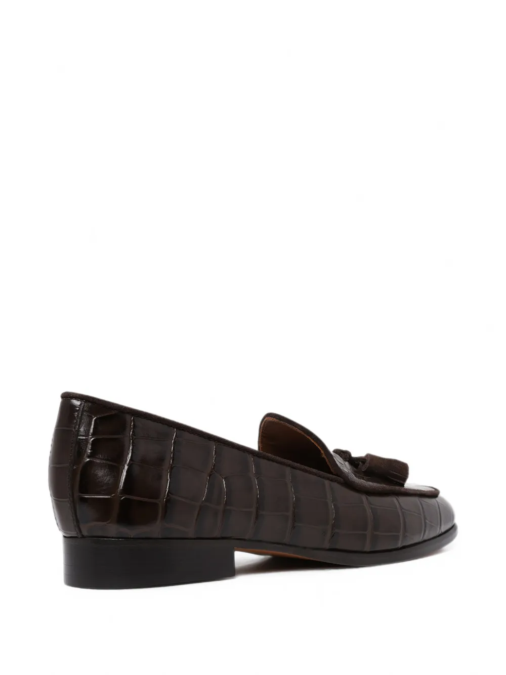 Pollini Outline Belgian crocodile-effect tassel loafers Bruin