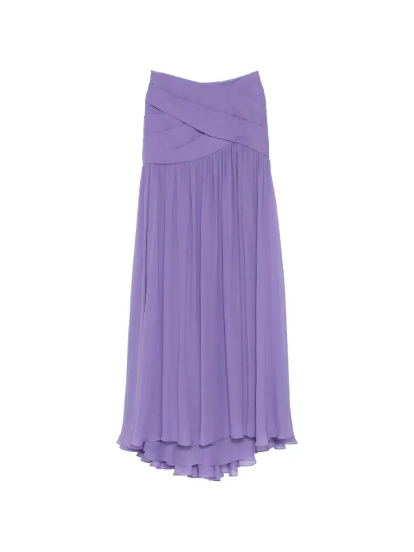 Elie Saab Draped Silk Skirt in Purple