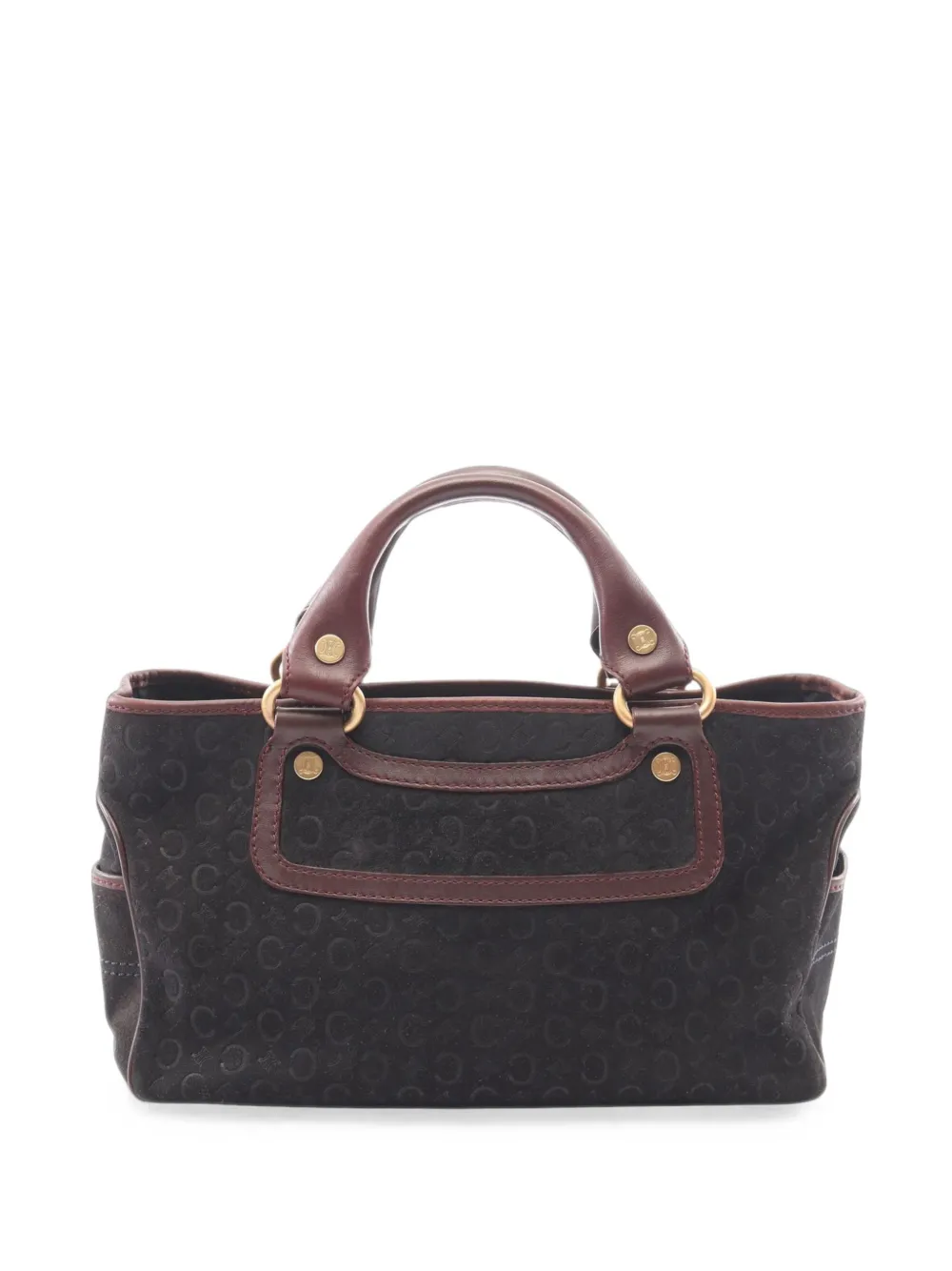 Pre-owned Celine 20th Century C Macadam Suede Boogie Handbag In Black