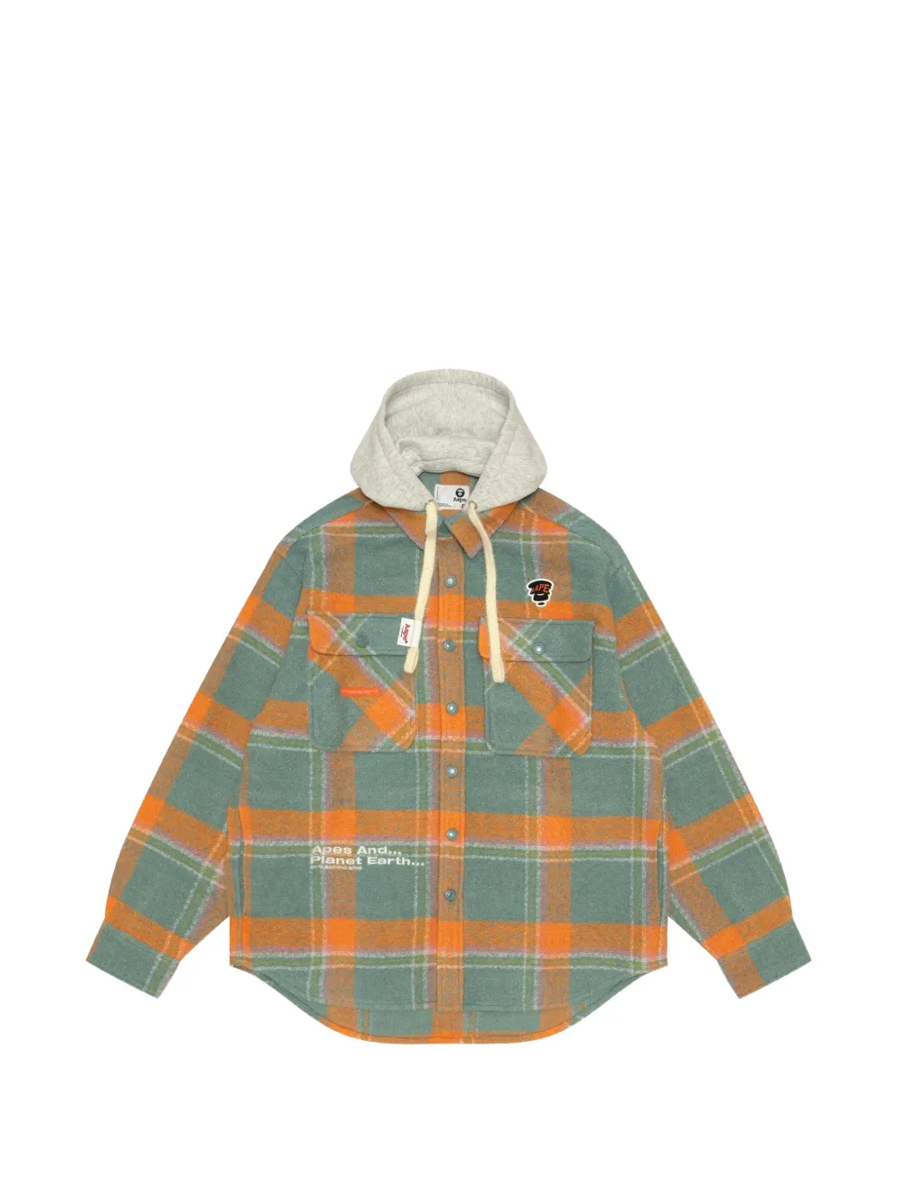 AAPE BY *A BATHING APE® check hooded shirt · S