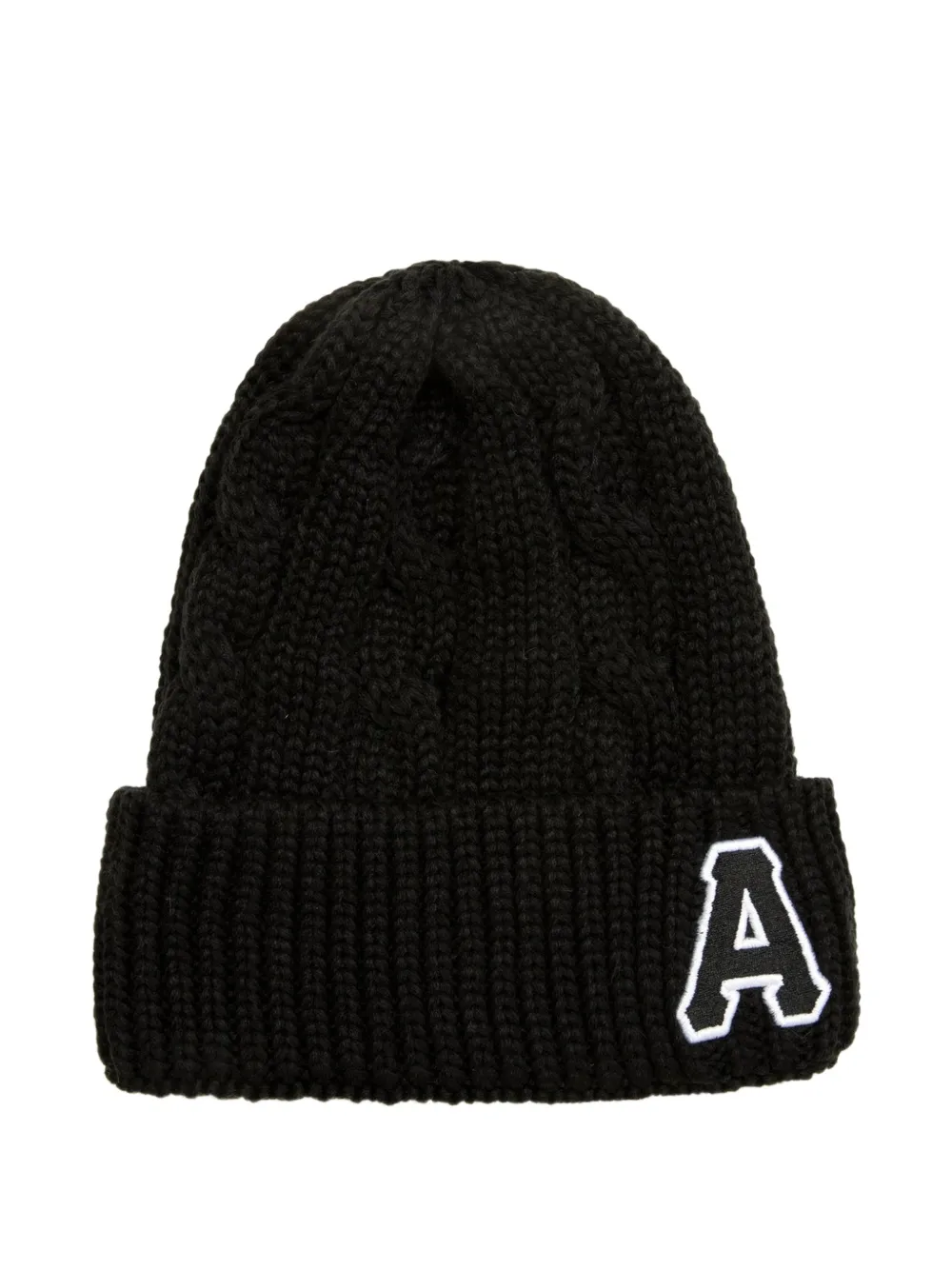 AAPE BY *A BATHING APE® cable-knit logo-patch beanie hat · One Size