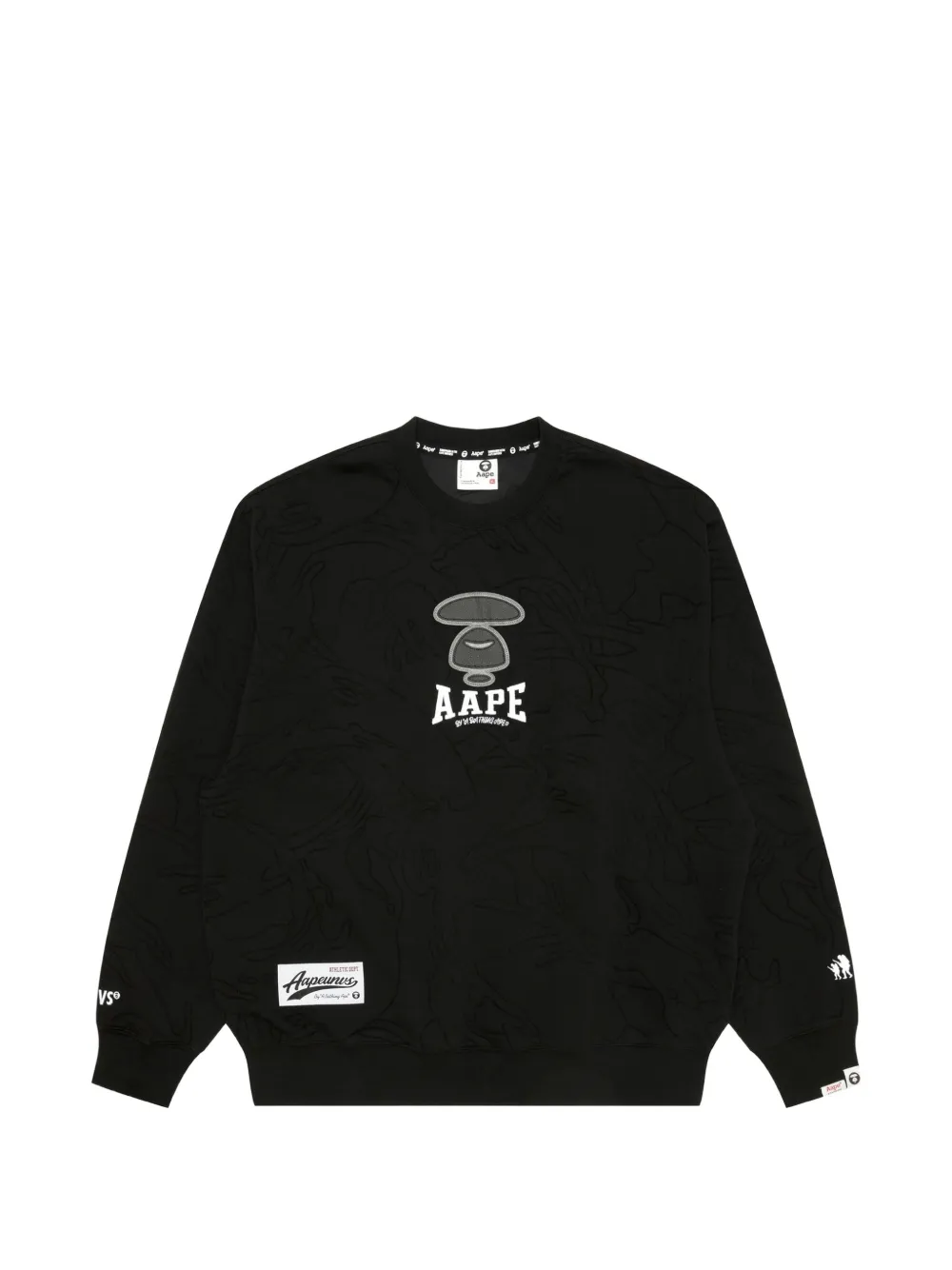 AAPE BY *A BATHING APE® Moonface logo camo crew neck sweatshirt - Schwarz