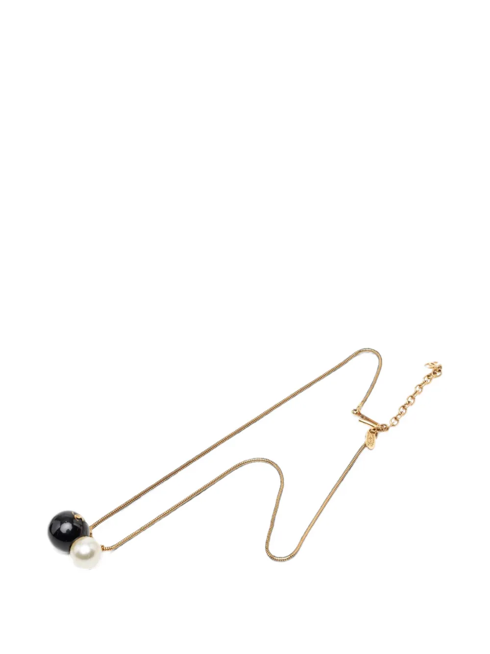 CHANEL Pre-Owned 2003 CC Gold Plated Faux Pearl Pendant Necklace costume necklace