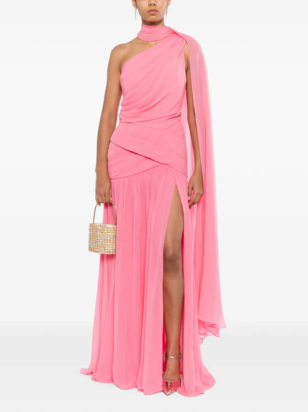 Elie Saab Asymmetrische gedrapeerde avondjurk Roze