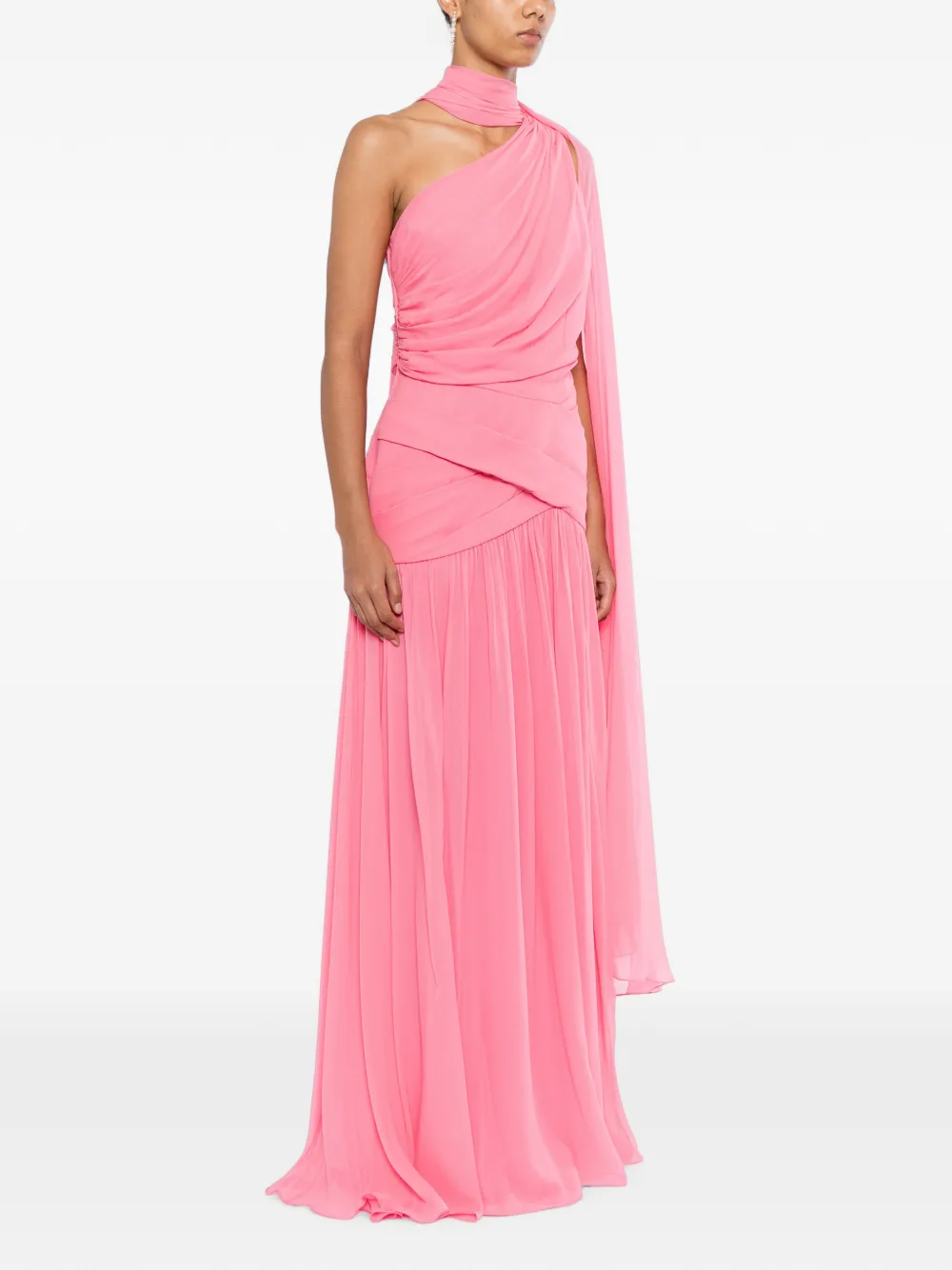 Elie Saab Asymmetrische gedrapeerde avondjurk Roze