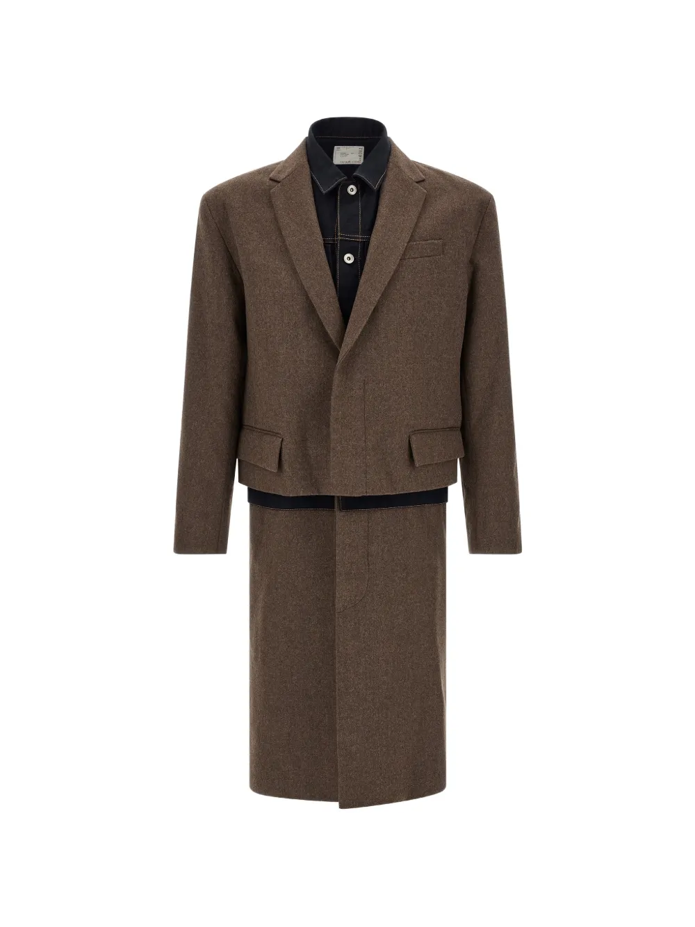 Sacai wool flannel denim coat Bruin