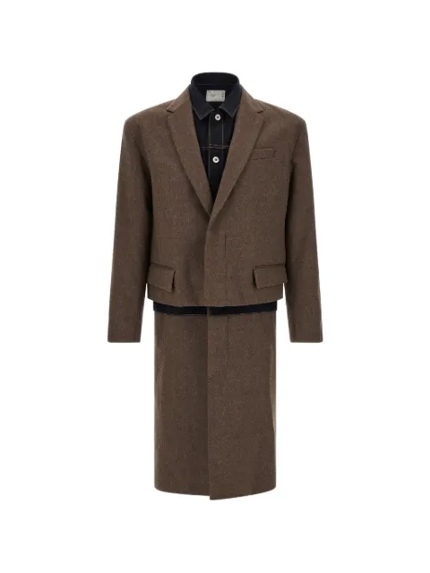 sacai wool flannel denim coat