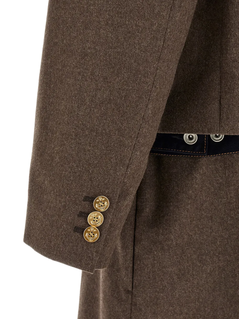 sacai wool flannel denim coat Bruin