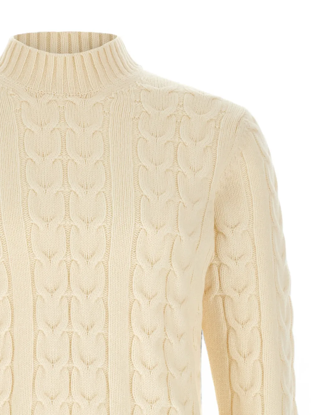 Zanone Gevlochten gebreide trui met hoge hals Beige