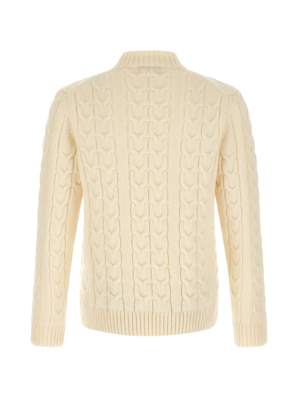 Zanone Gevlochten gebreide trui met hoge hals Beige
