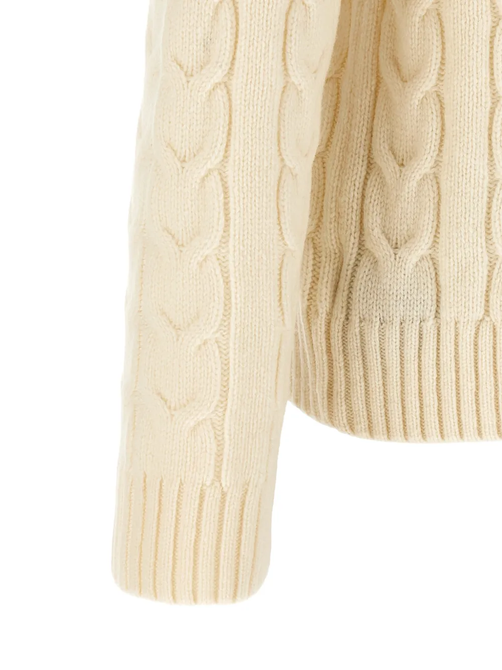 Zanone Gevlochten gebreide trui met hoge hals Beige
