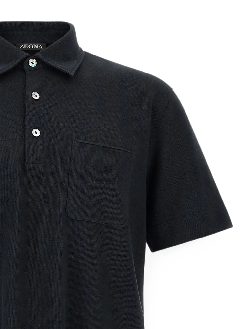 Zegna Piqué poloshirt met borstzak Blauw