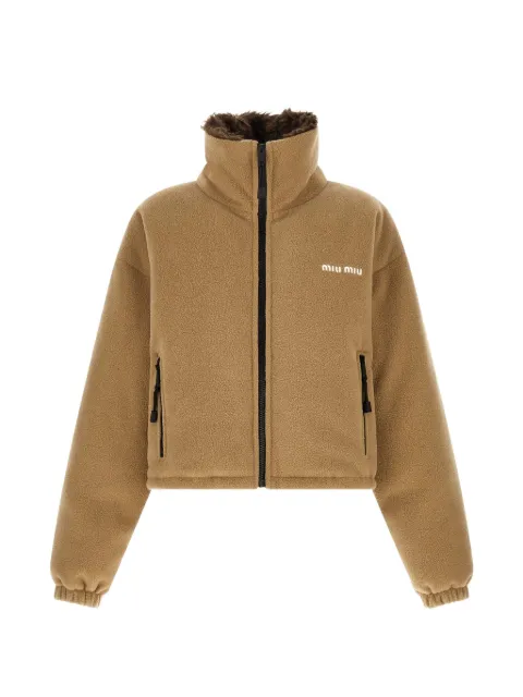 Miu Miu logo-embroidered fleece jacket