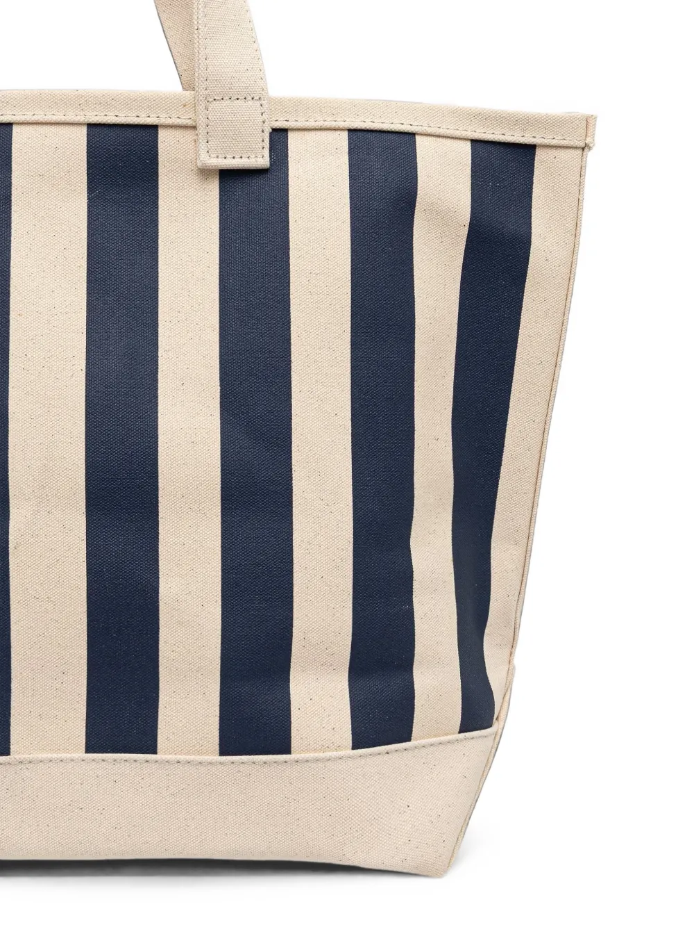 Sporty & Rich Gestreepte shopper met borduurwerk Beige