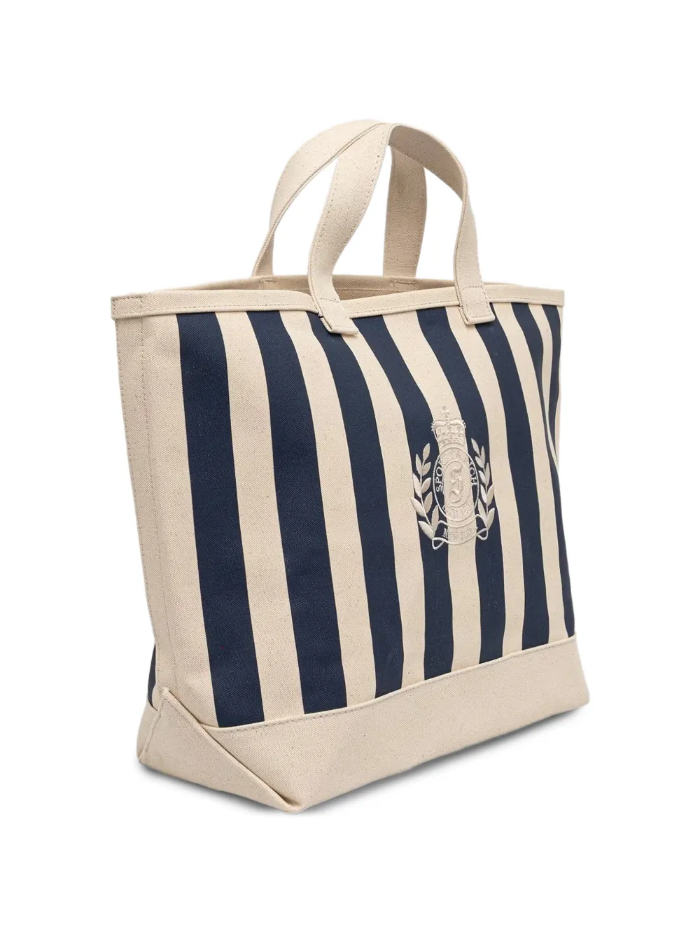 Sporty & Rich Gestreepte shopper met borduurwerk Beige