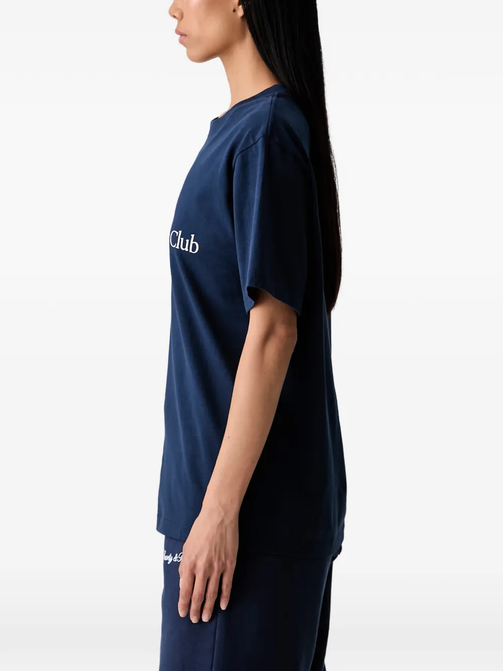 Sporty & Rich Katoenen T-shirt met logoprint Blauw