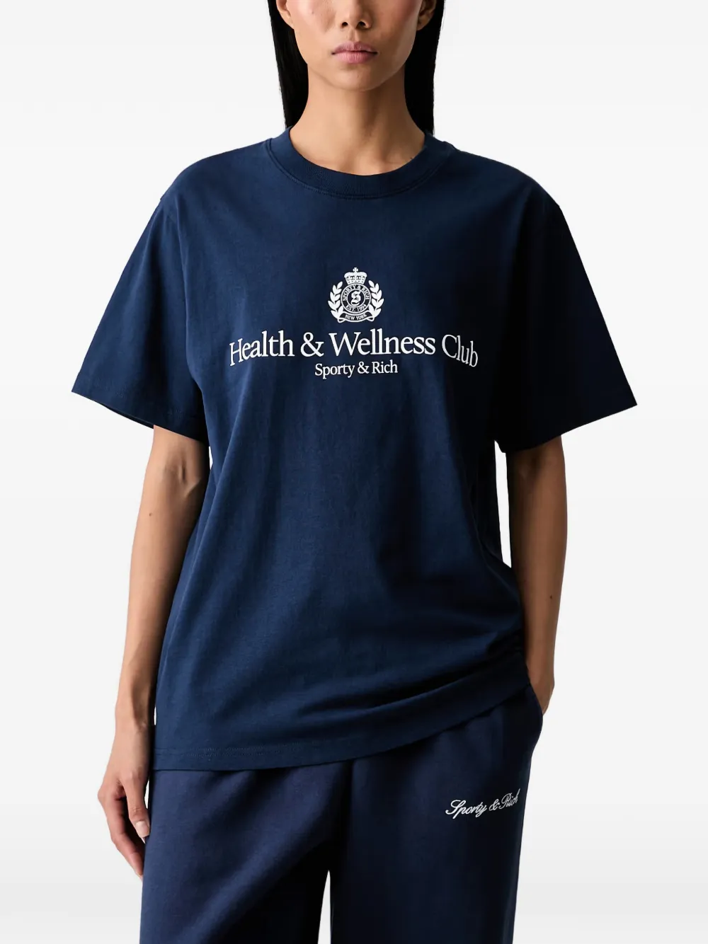 Sporty & Rich H&W logo-print cotton T-shirt - Blu