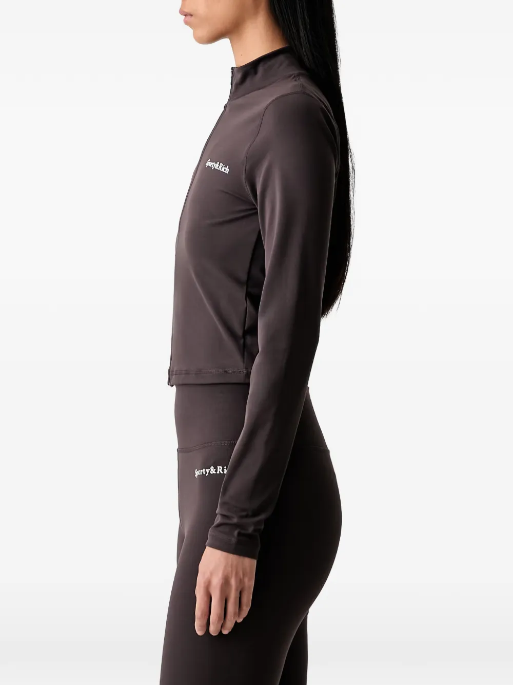 Sporty & Rich Serif jack met logoprint en rits Bruin