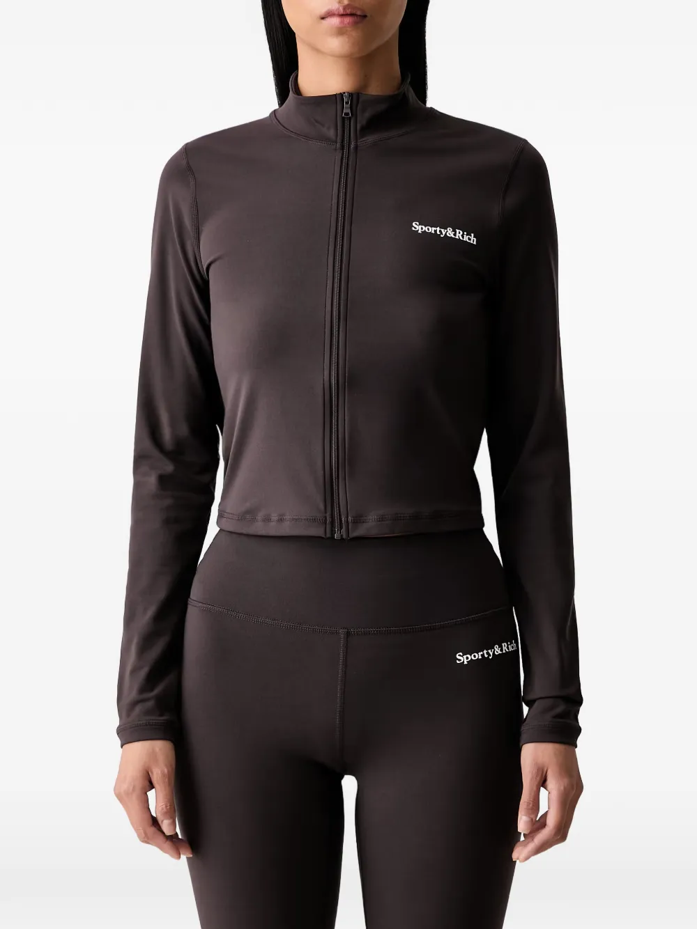 Sporty & Rich Serif jack met logoprint en rits Bruin