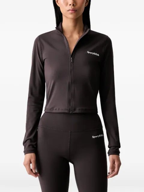 Sporty & Rich Serif logo-print zip-up jacket