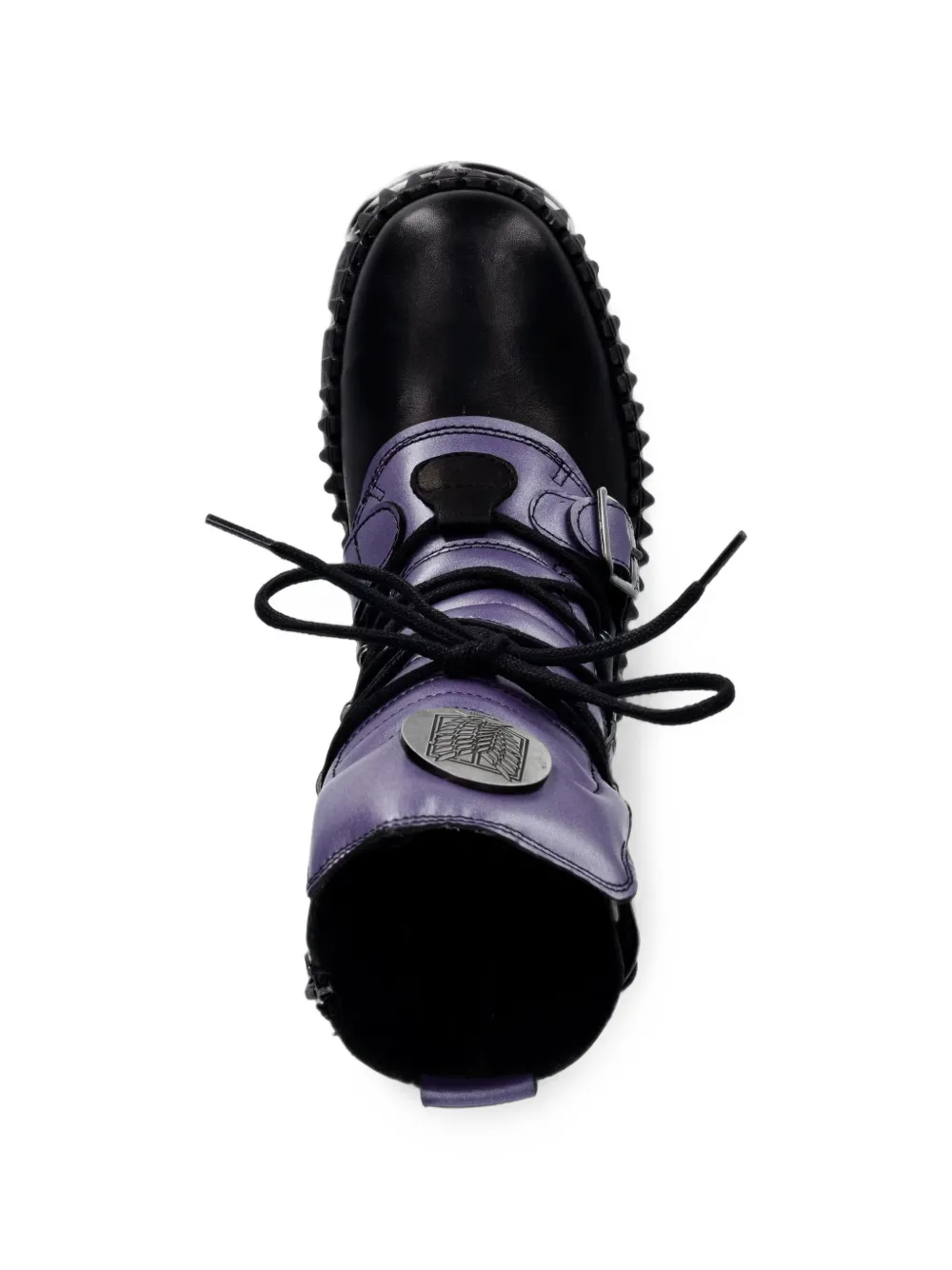 NEW ROCK x Attack on Titan buckled platform biker boots Zwart