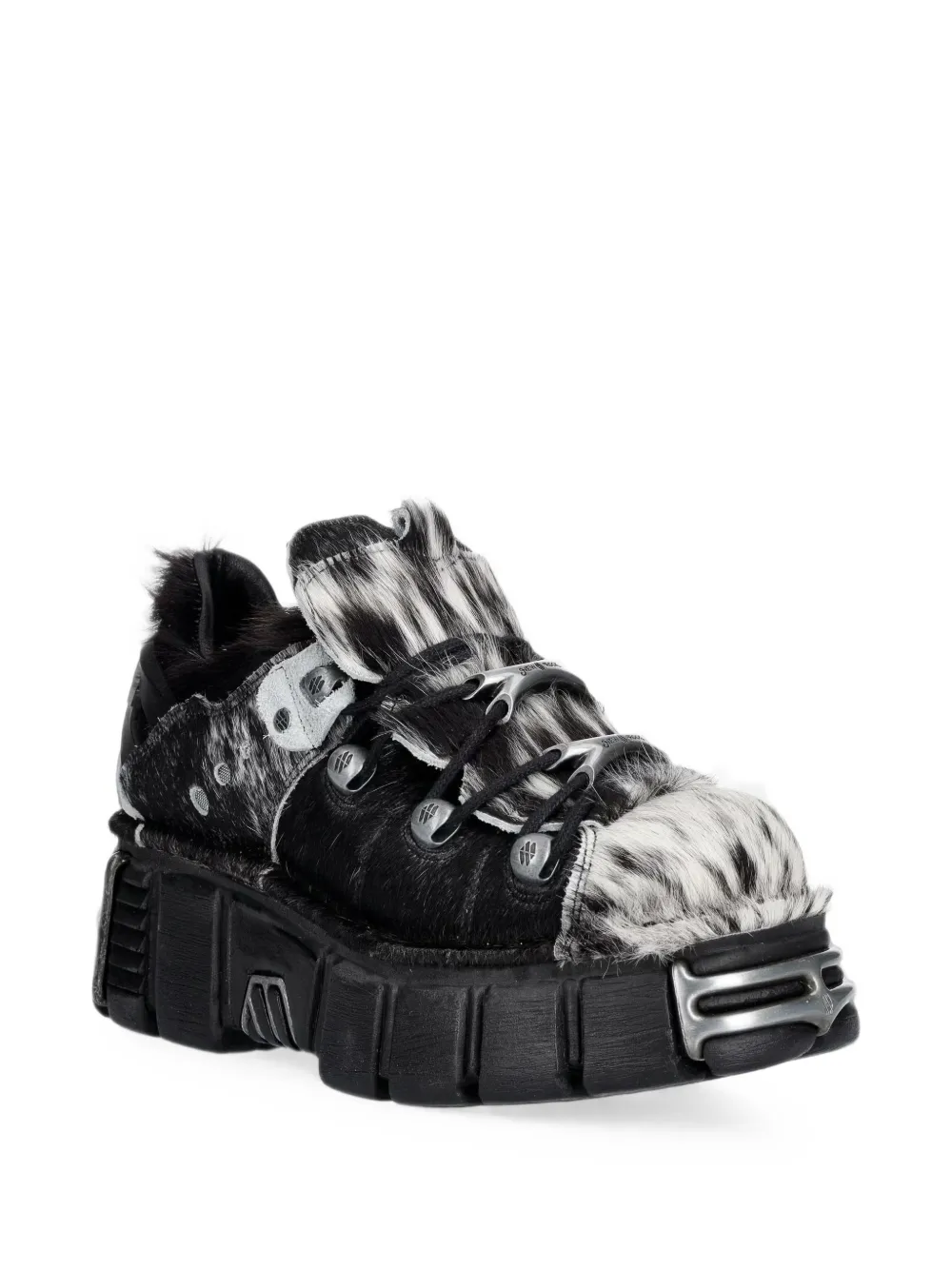 NEW ROCK panelled faux-fur boots Zwart