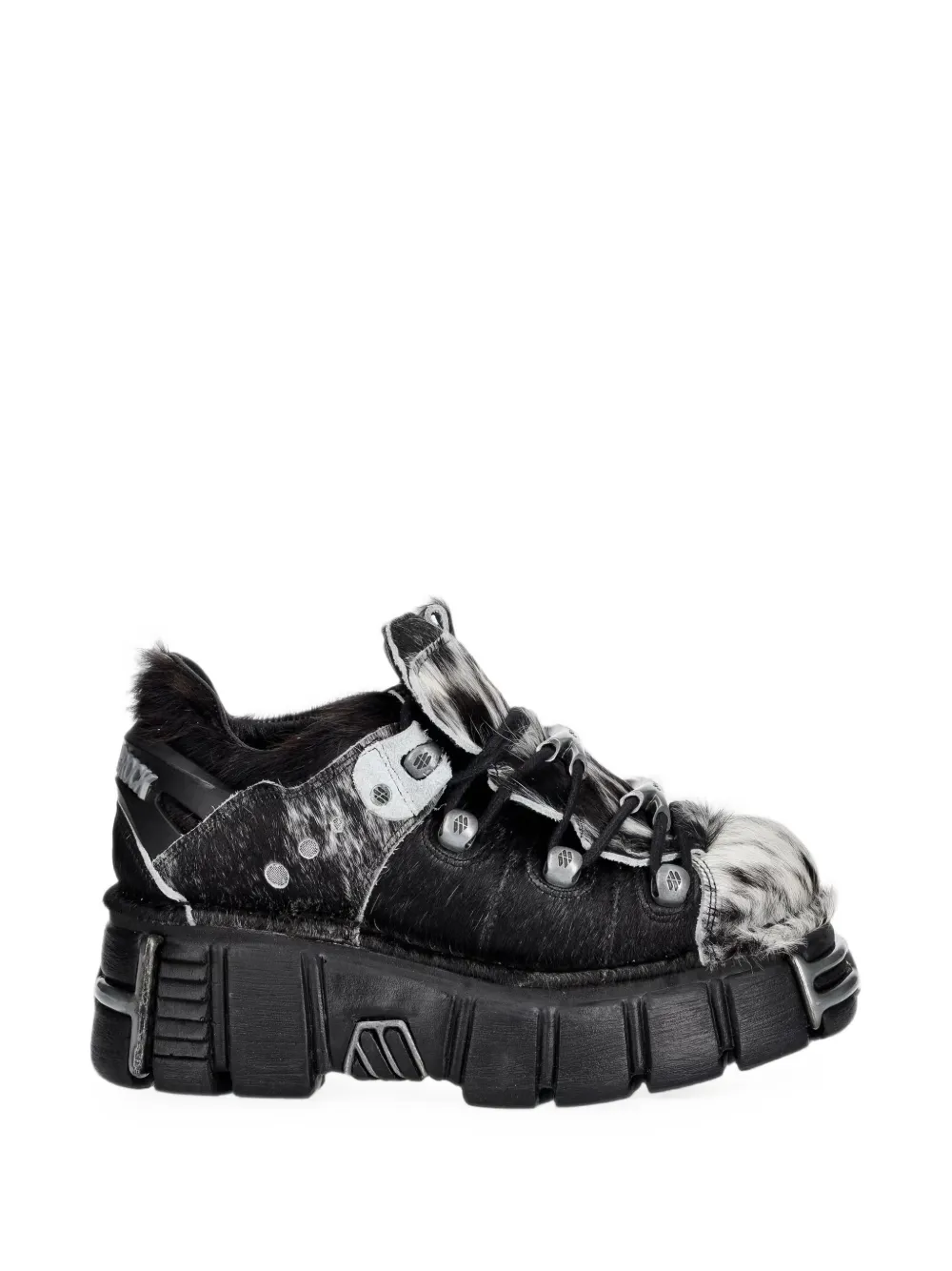 NEW ROCK panelled faux-fur boots Zwart