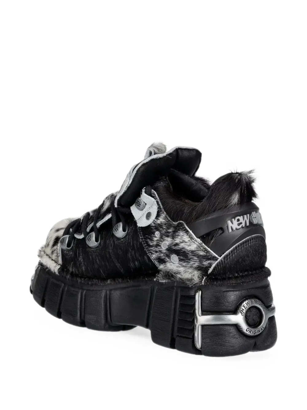 NEW ROCK panelled faux-fur boots Zwart