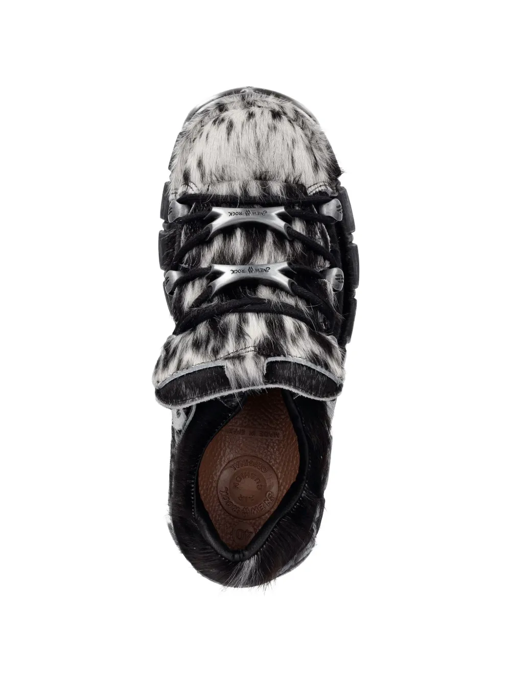 NEW ROCK panelled faux-fur boots Zwart