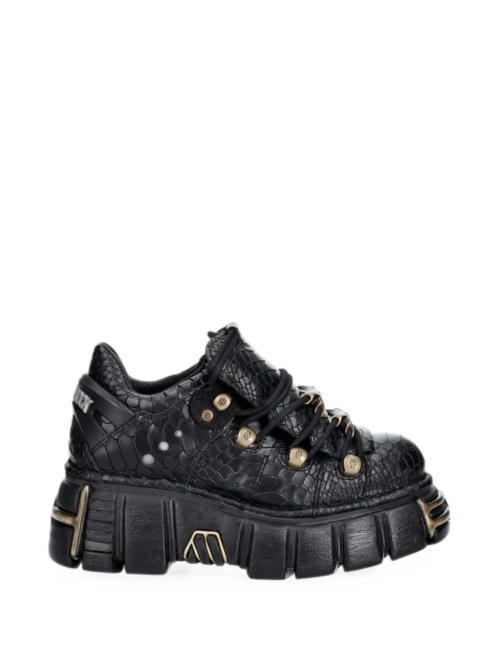 NEW ROCK crocodile-effect platform Derby shoes Zwart