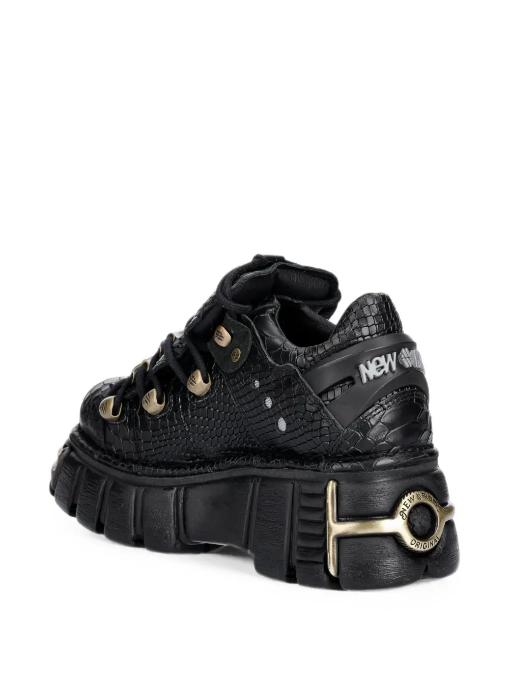 NEW ROCK crocodile-effect platform Derby shoes Zwart
