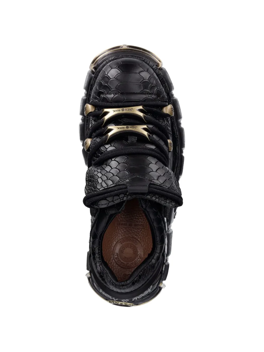 NEW ROCK crocodile-effect platform Derby shoes Zwart