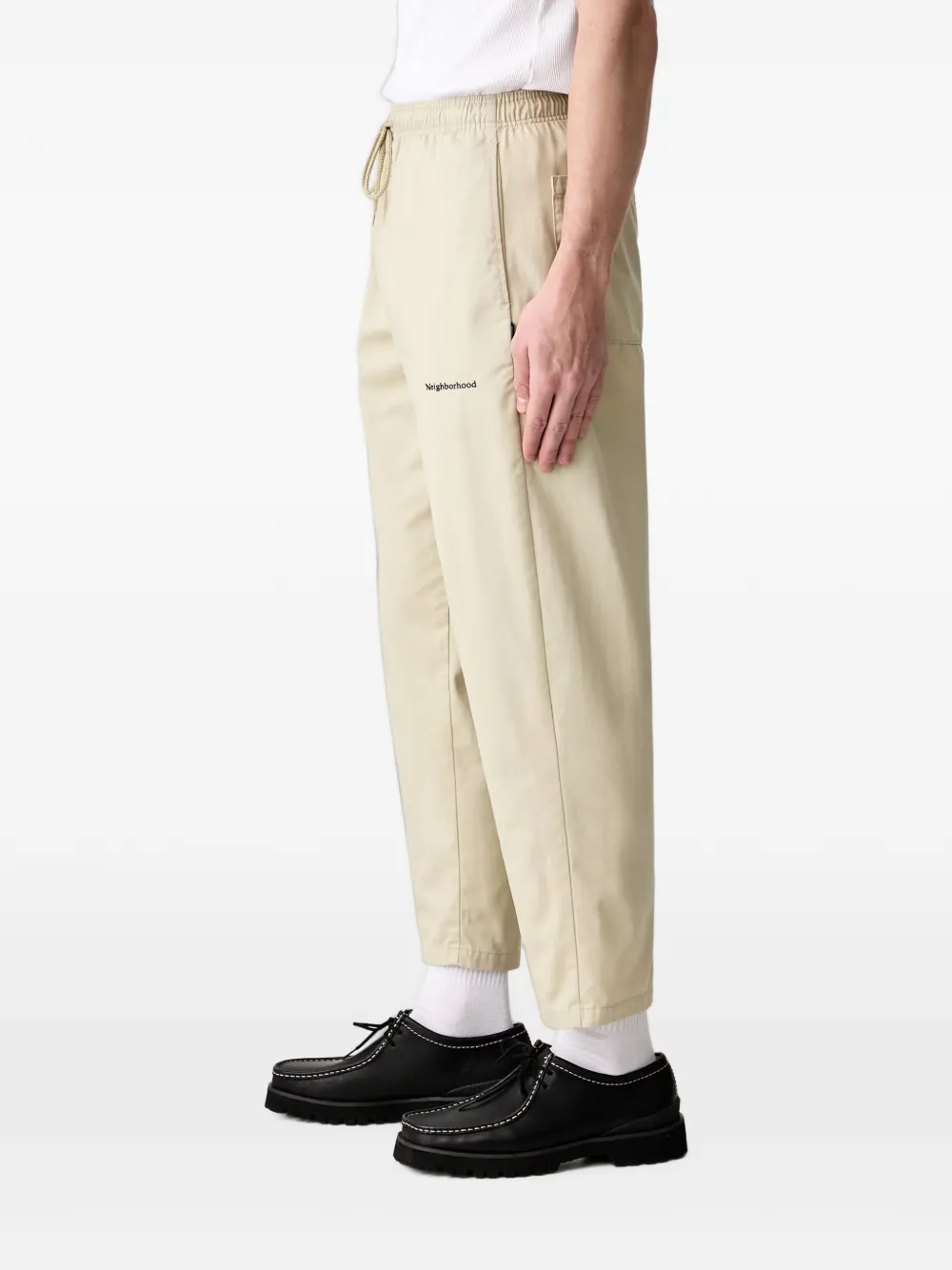 Neighborhood Broek met geborduurd logo en trekkoord Beige