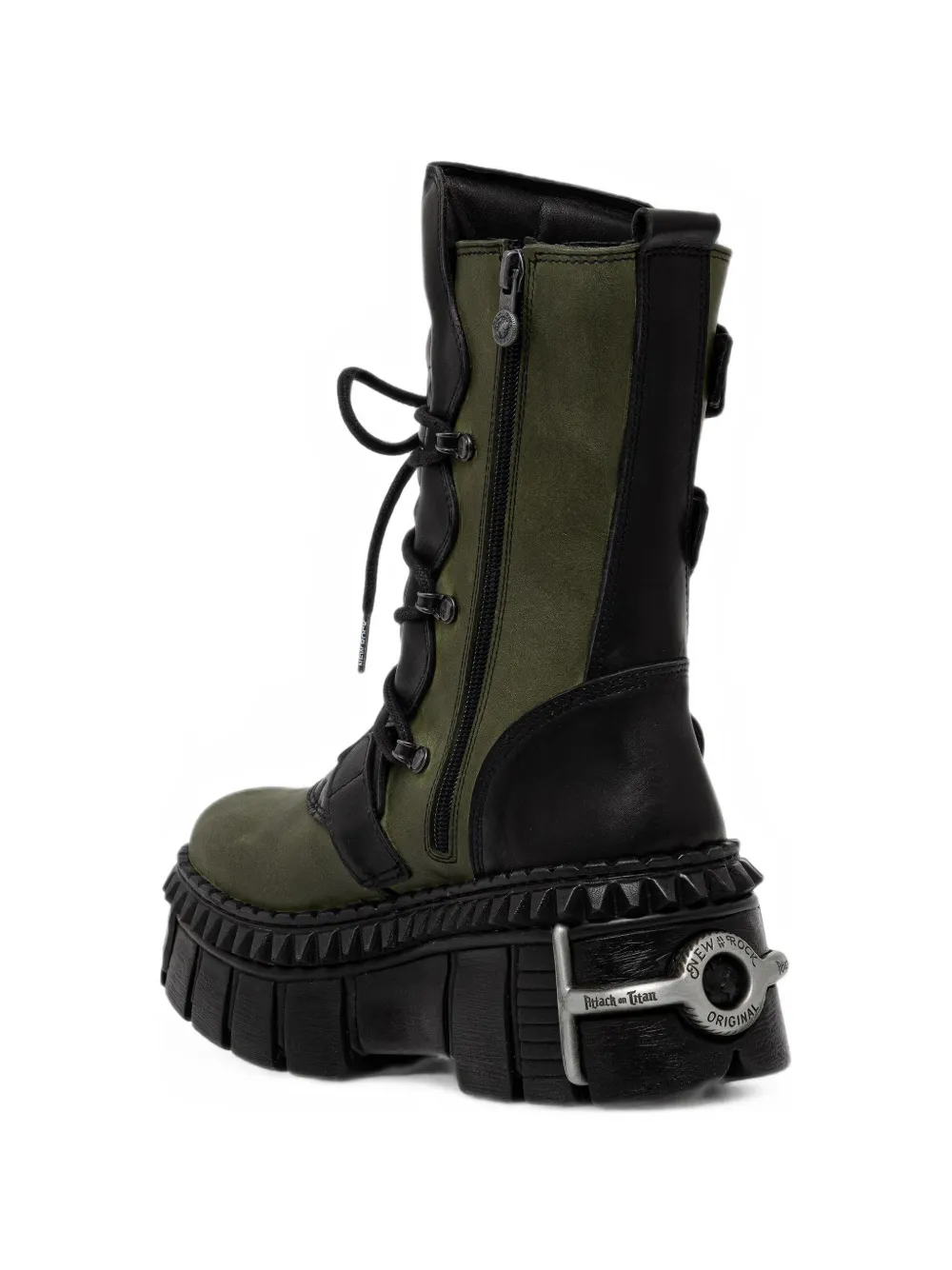 NEW ROCK x Attack on Titan buckled platform boots Groen