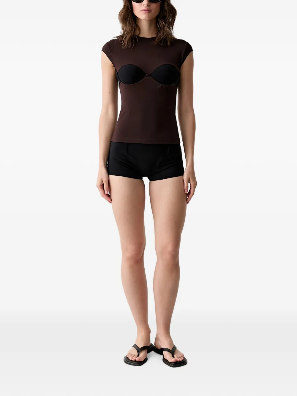 MM6 Maison Margiela Top met kapmouwen en bh Bruin