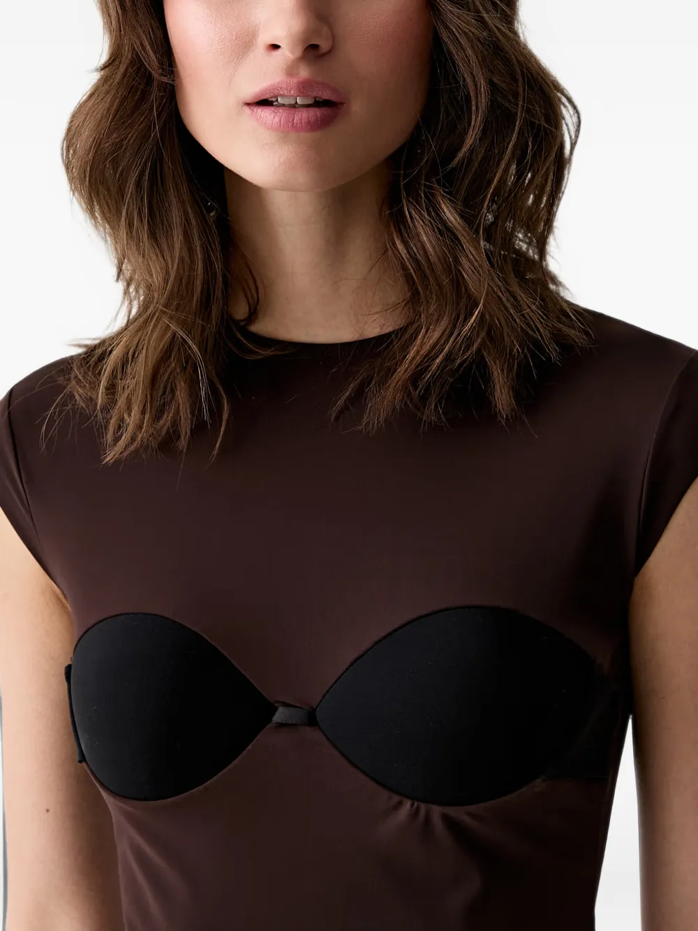 MM6 Maison Margiela Top met kapmouwen en bh Bruin