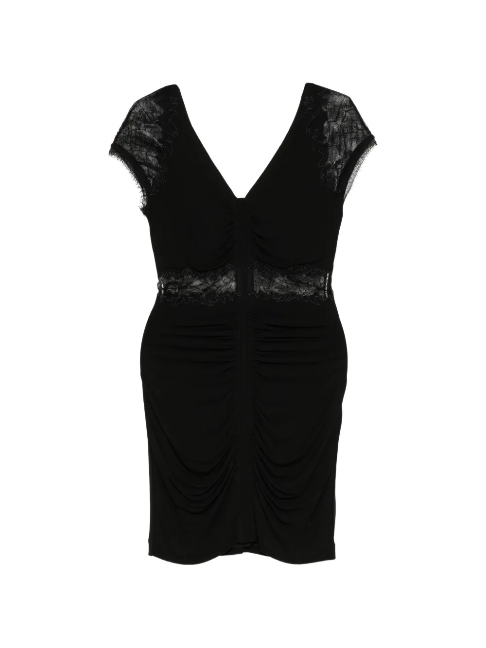 Roberto Cavalli lace-panelled ruched mini dress - Schwarz
